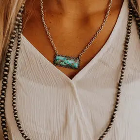 Marble Turquoise Bar Necklace