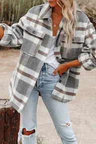 Khaki Plaid Flannel Shacket